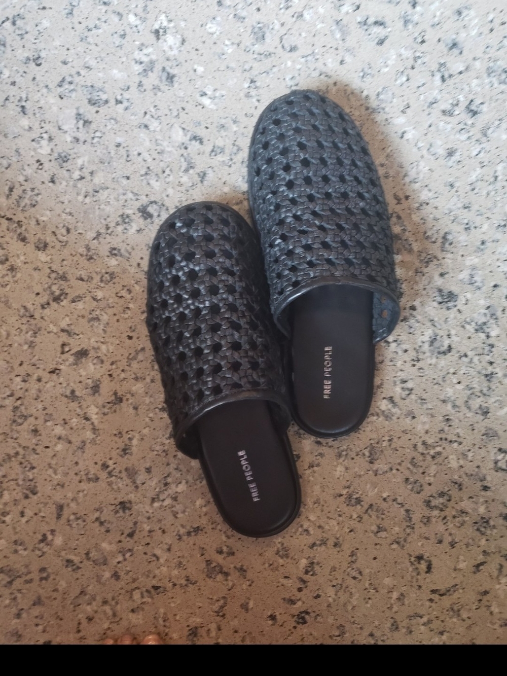 Sz 8 Free People Black Woven Slip-On Loafers- Genrtly Used Conditon